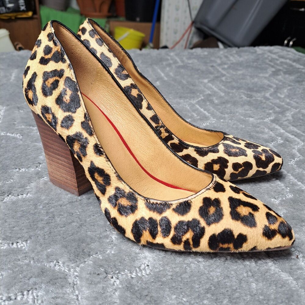 Crown Vintage Leopard Print Block Heel Pumps - Tan, Black
